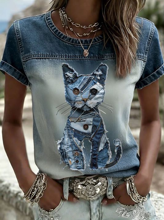 Women's Cat Print T-Shirts