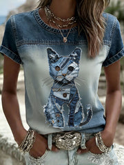 Women's Cat Print T-Shirts