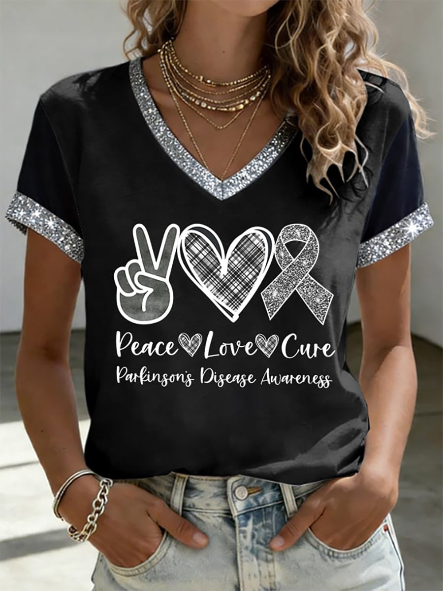 Women's Parkinson's Awareness Print T-Shirt