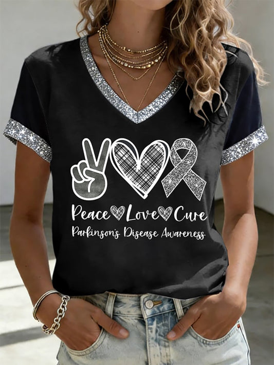Women's Parkinson's Awareness Print T-Shirt