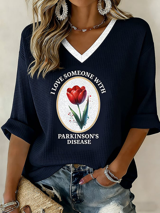 Women's Parkinson's Awareness Print Waffle T-shirt