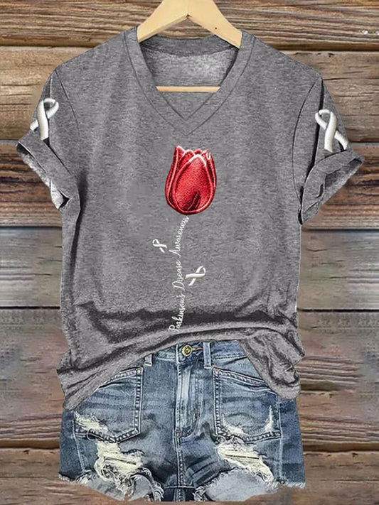 Women's Parkinson's Awareness Print T-Shirt