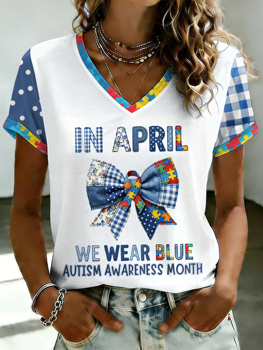 Women's Autism Awareness Print T-shirt