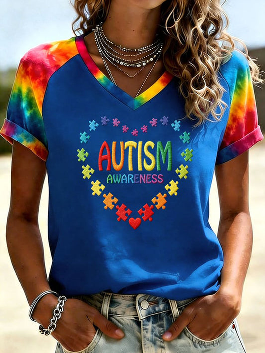 Women's Autism Acceptance V-Neck T-shirt