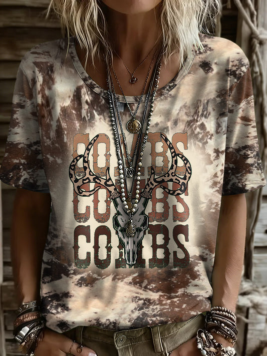 Women's Western Style Country Music Lover Combs Printed T-Shirt