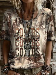 Women's Western Style Country Music Lover Combs Printed T-Shirt