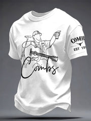 Men's Western Style Country Music Lover Combs Printed T-shirt