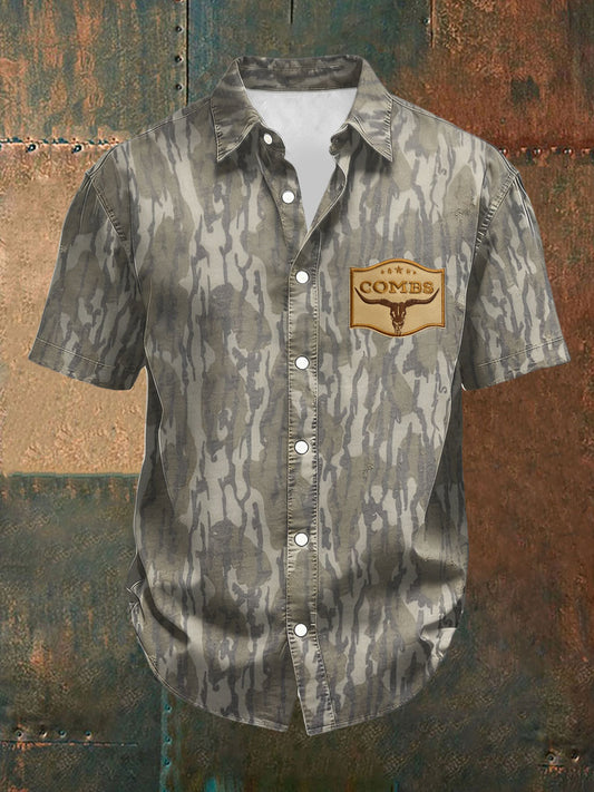 Men's Western Style Country Music Lover Combs Printed Shirt