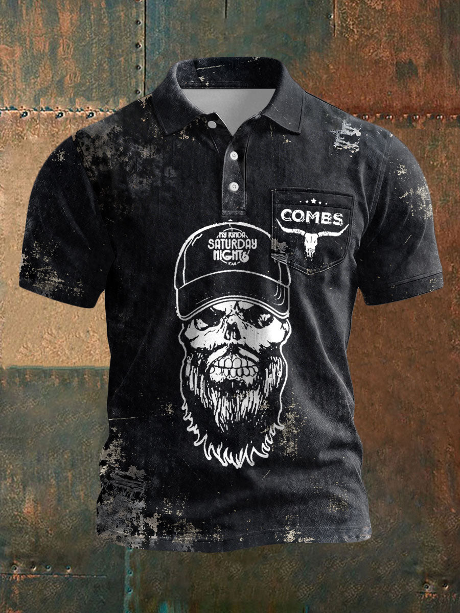 Men's Western Style Country Music Lover Combs Printed Casual Tops