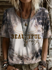 Women's Western Style Country Music Lover Combs Printed T-Shirt