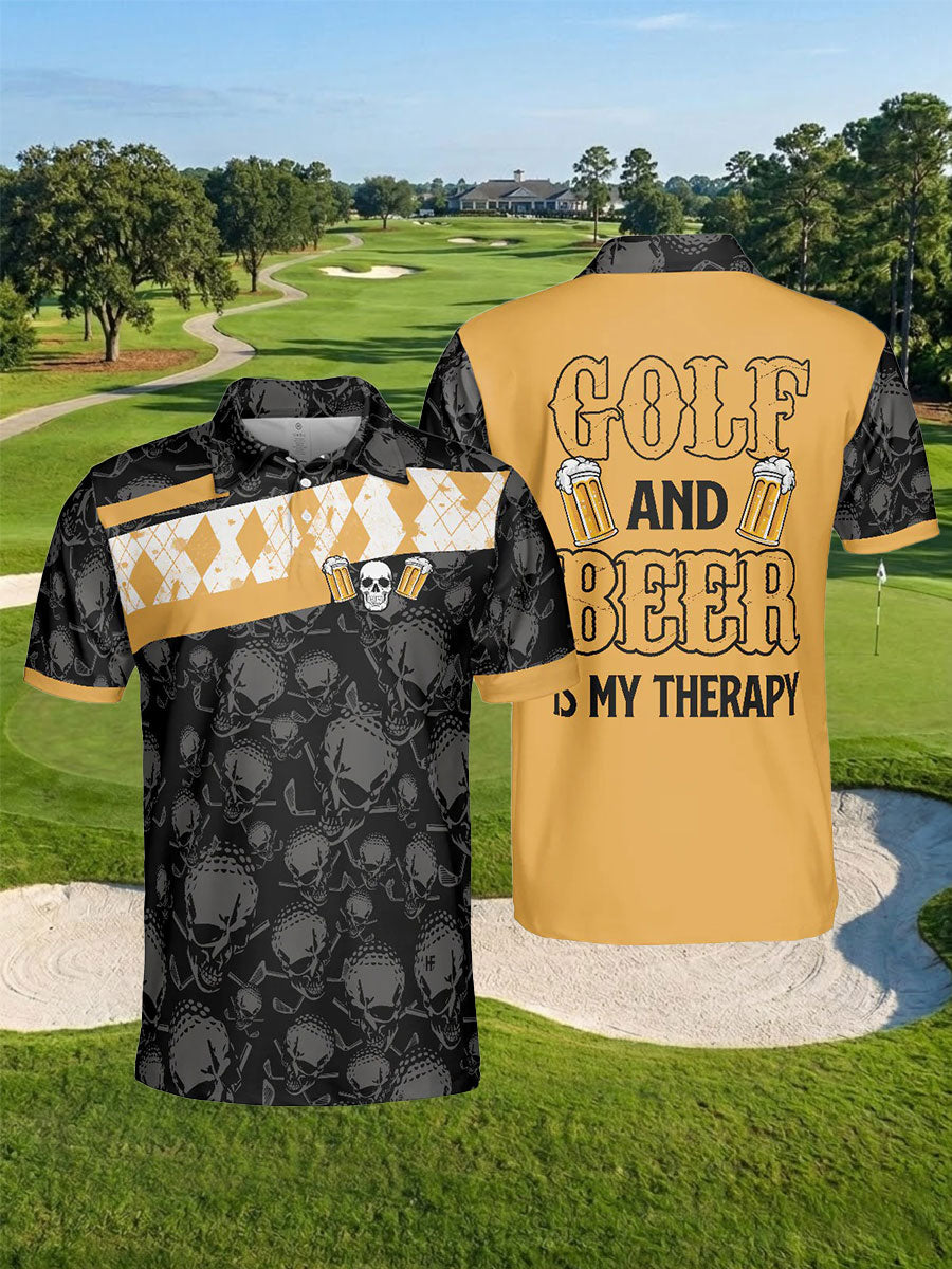 Men's Golf & Beer Is My Therapy Printed Shirt
