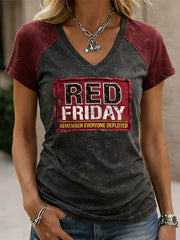 Women's Red Friday Print Casual T-Shirt