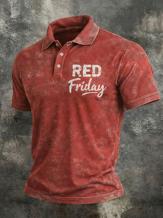 Men's Red Friday Print Casual Top