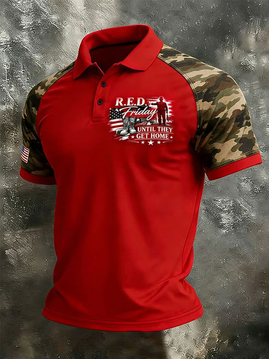 Men's Red Friday Print Casual Top