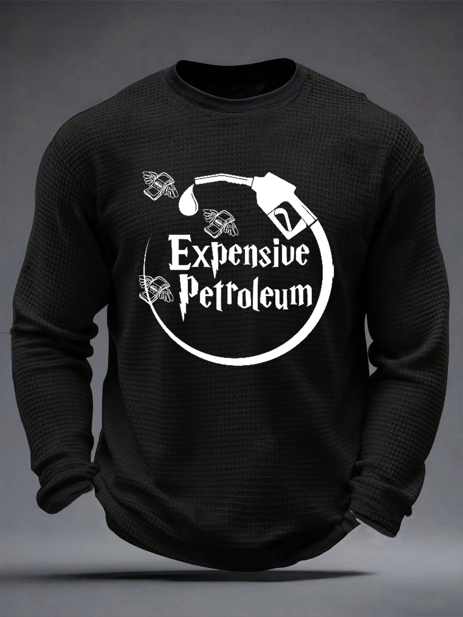 Men's expensive petroleum Waffle Long Sleeve T-Shirt