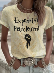 Women's expensive petroleum short-sleeved T-shirt