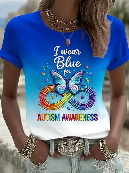 Women's Autism Awareness Casual T-shirt