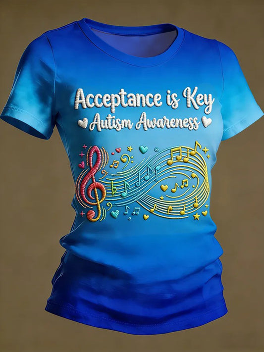 Women's Autism Awareness Casual T-shirt