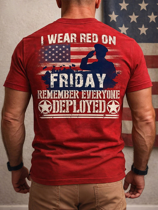 Men's 'I wear red on Friday, remember everyone deployed' T-shirts