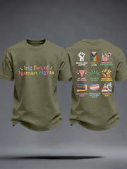 Men's Big Fan of Human Rights Embroidery Pattern T-Shirt