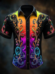 Men's Rainbow Gradient Baroque Art Print Casual Shirt