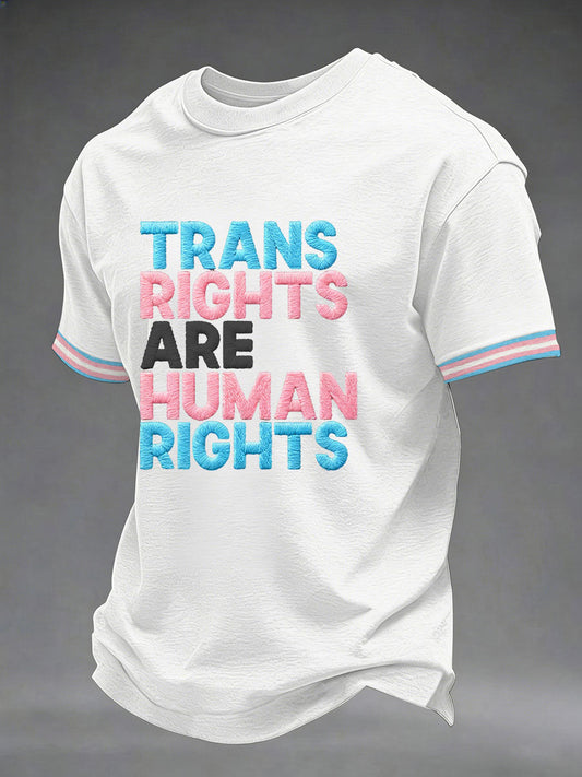 Men's 'Trans Rights are Human Rights' Printed Casual T-Shirt
