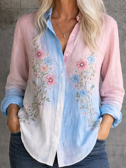 Women's Transgender Pride Floral Print Casual Shirt