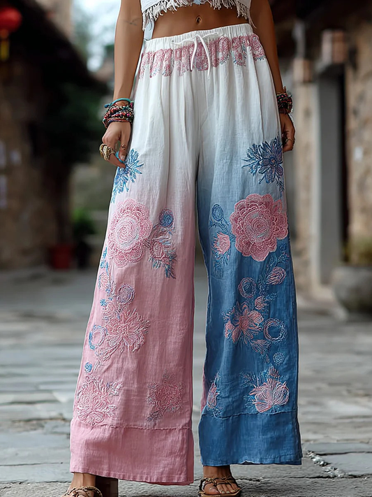 Women's Transgender Pride Floral Print Casual Pants