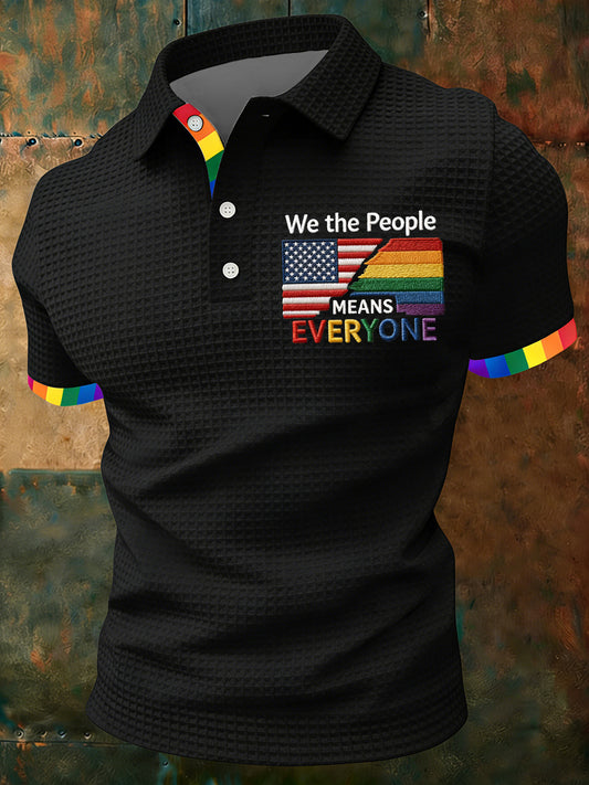 Men's 'We The People Means Everyone' Printed Short Sleeve Waffle Top