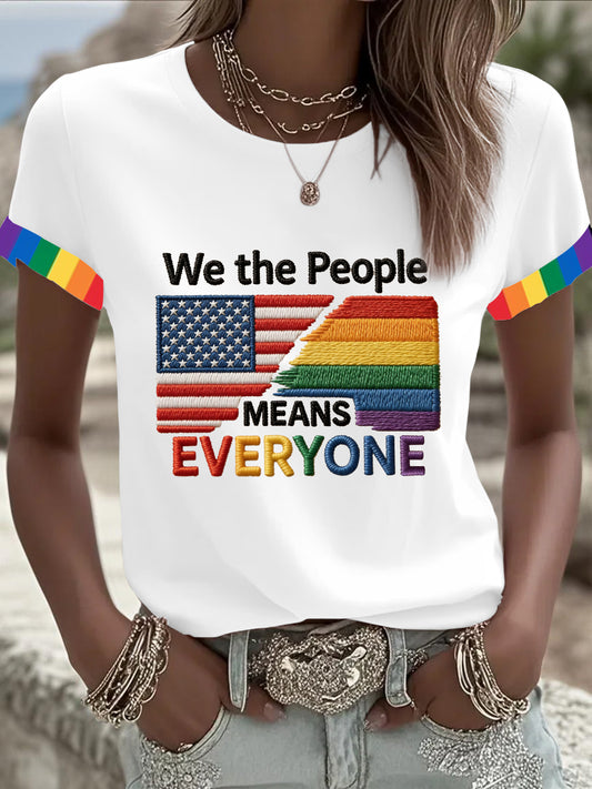 Women's 'We The People Means Everyone' Printed Short Sleeve T-Shirt