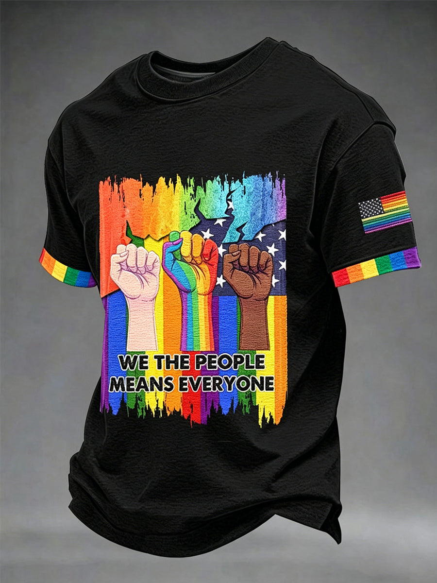 Men's Pride Month 'We The People Means Everyone' Printed Short Sleeve T-shirt