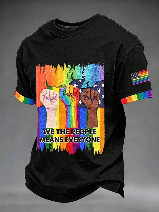 Men's Pride Month 'We The People Means Everyone' Printed Short Sleeve T-shirt