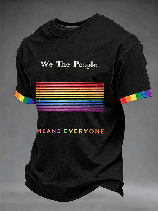 Men's Pride Month 'We The People Means Everyone' Printed Short Sleeve T-shirt