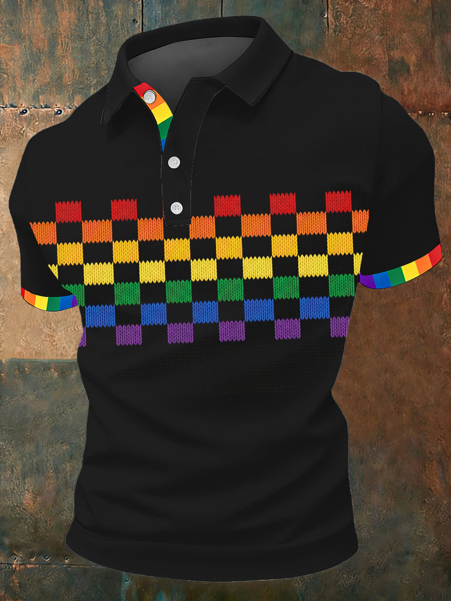 Men's Pride Month Rainbow Printed Short Sleeve Top
