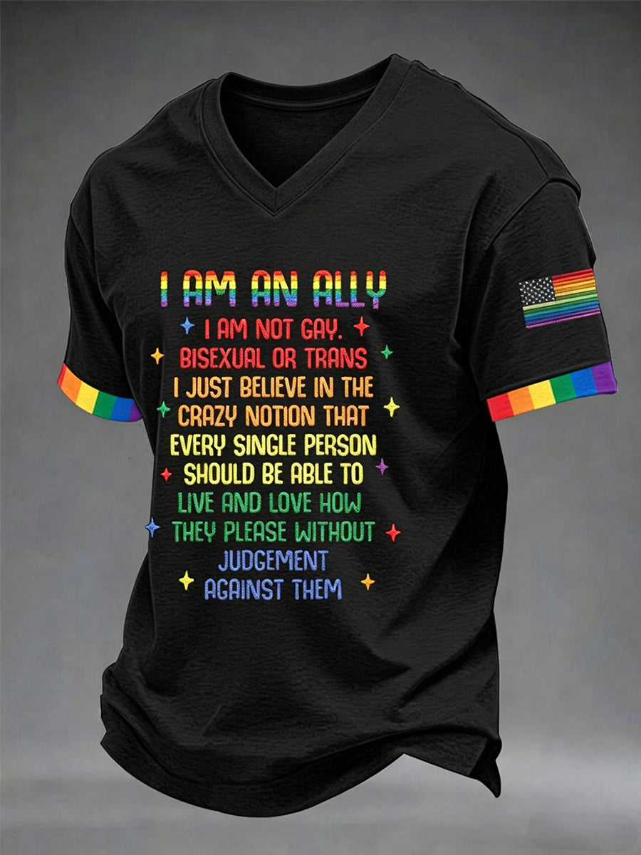 Men's Pride Month  Printed V-neck Short Sleeve T-shirt