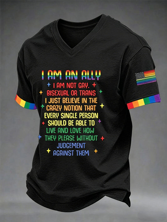 Men's Pride Month  Printed V-neck Short Sleeve T-shirt