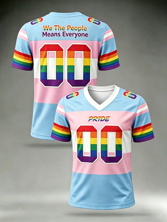 Men's Pride Month 'We The People Means Everyone' Printed V-neck Short Sleeve T-shirt
