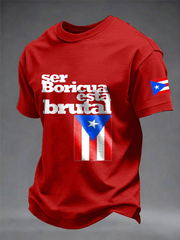 Men's Puerto Rico Printed imitation cotton short-sleeved T-shirt