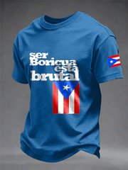 Men's Puerto Rico Printed imitation cotton short-sleeved T-shirt