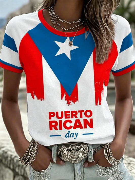 Women's Puerto Rico Printed short-sleeved T-shirt