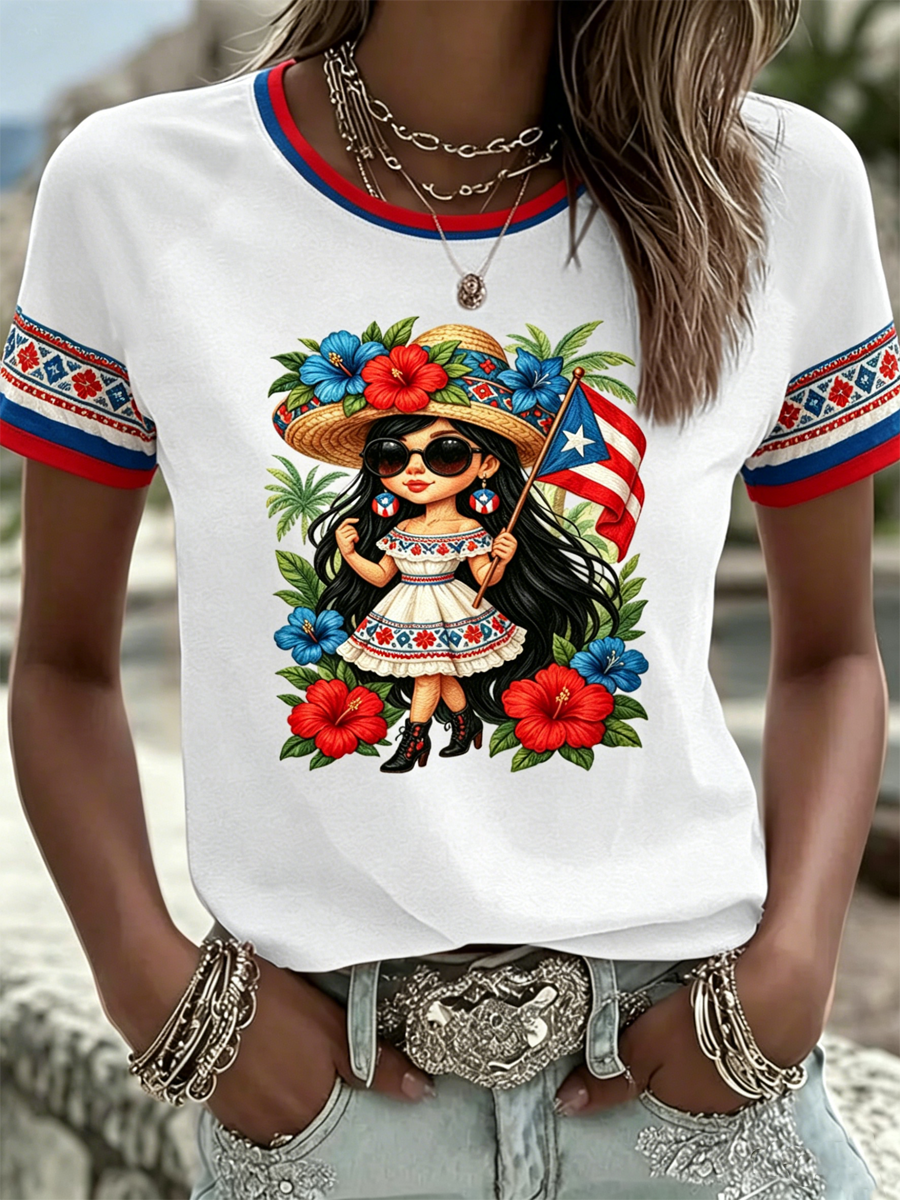 Women's Puerto Rico Printed short-sleeved T-shirt