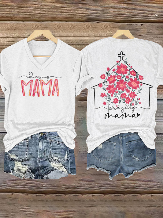 Women's Praying Mama floral print T-shirt