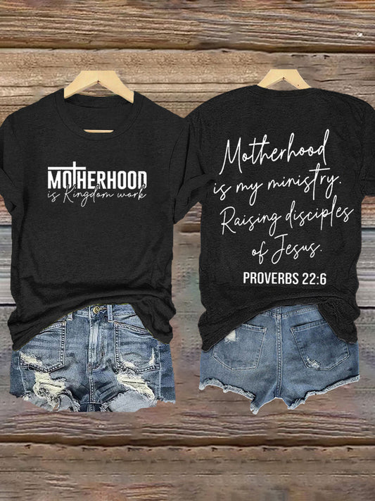 Women's Motherhood Is Kingdom Work printed T-shirt