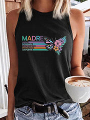 Women's Mother's Day La Mejor Mama Del Mundo Floral Cotton Vest