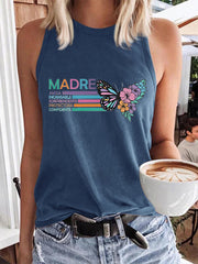 Women's Mother's Day La Mejor Mama Del Mundo Floral Cotton Vest