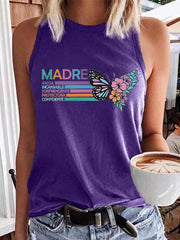 Women's Mother's Day La Mejor Mama Del Mundo Floral Cotton Vest