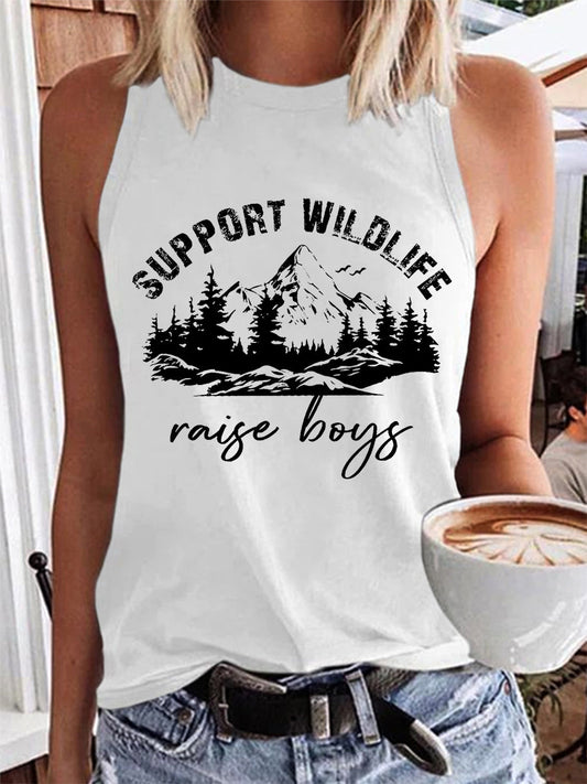 Women's Support Wildlife Raise Boys,Mother's Day Gift Casual Vest