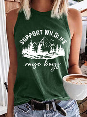 Women's Support Wildlife Raise Boys,Mother's Day Gift Casual Vest