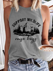 Women's Support Wildlife Raise Boys,Mother's Day Gift Casual Vest