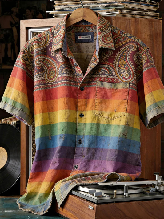 Men's Rainbow Art Print Casual Shirt